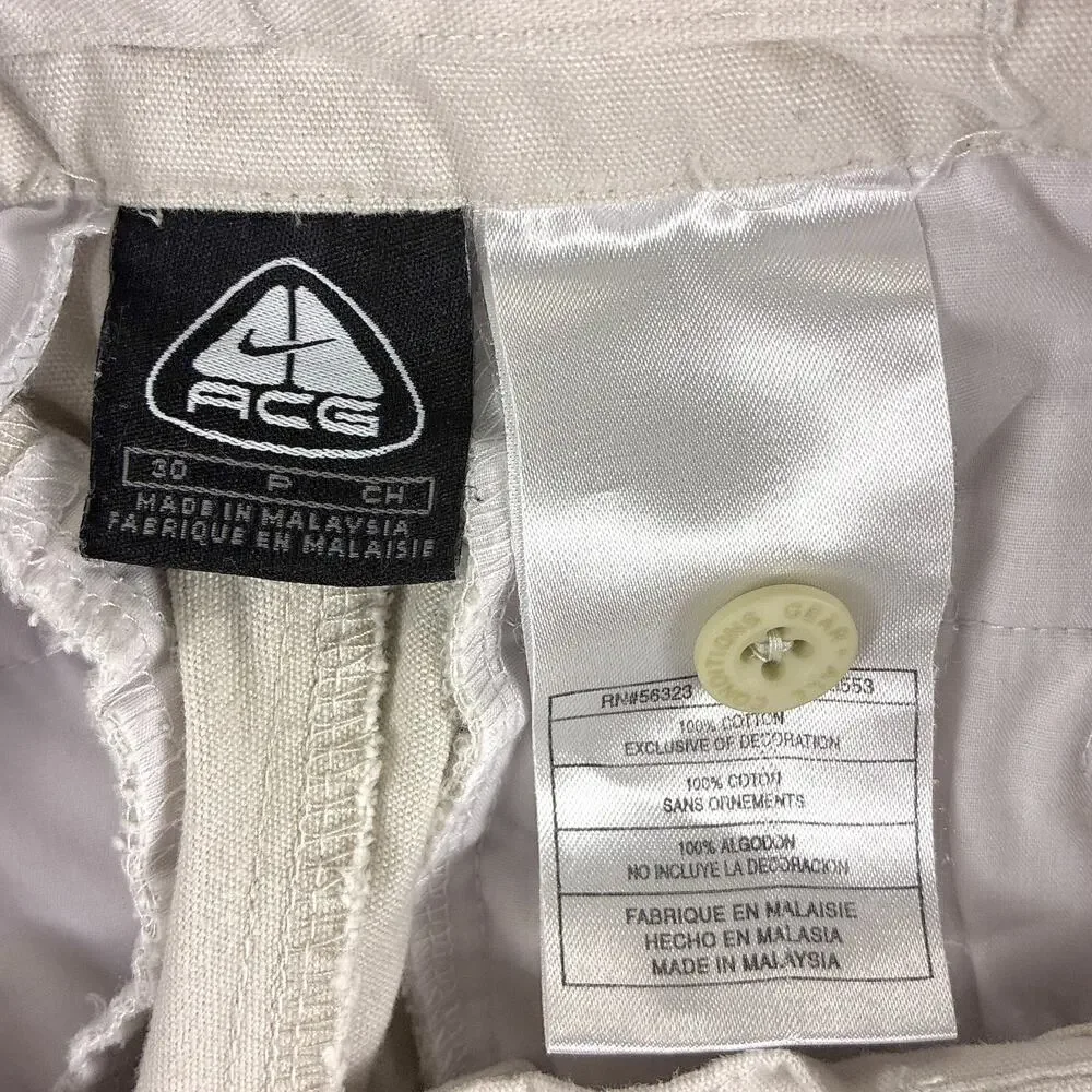 VTG Nike ACG Pants Mens 30 Khaki Double Knee Workwear Utility Hiking Skate Y2K